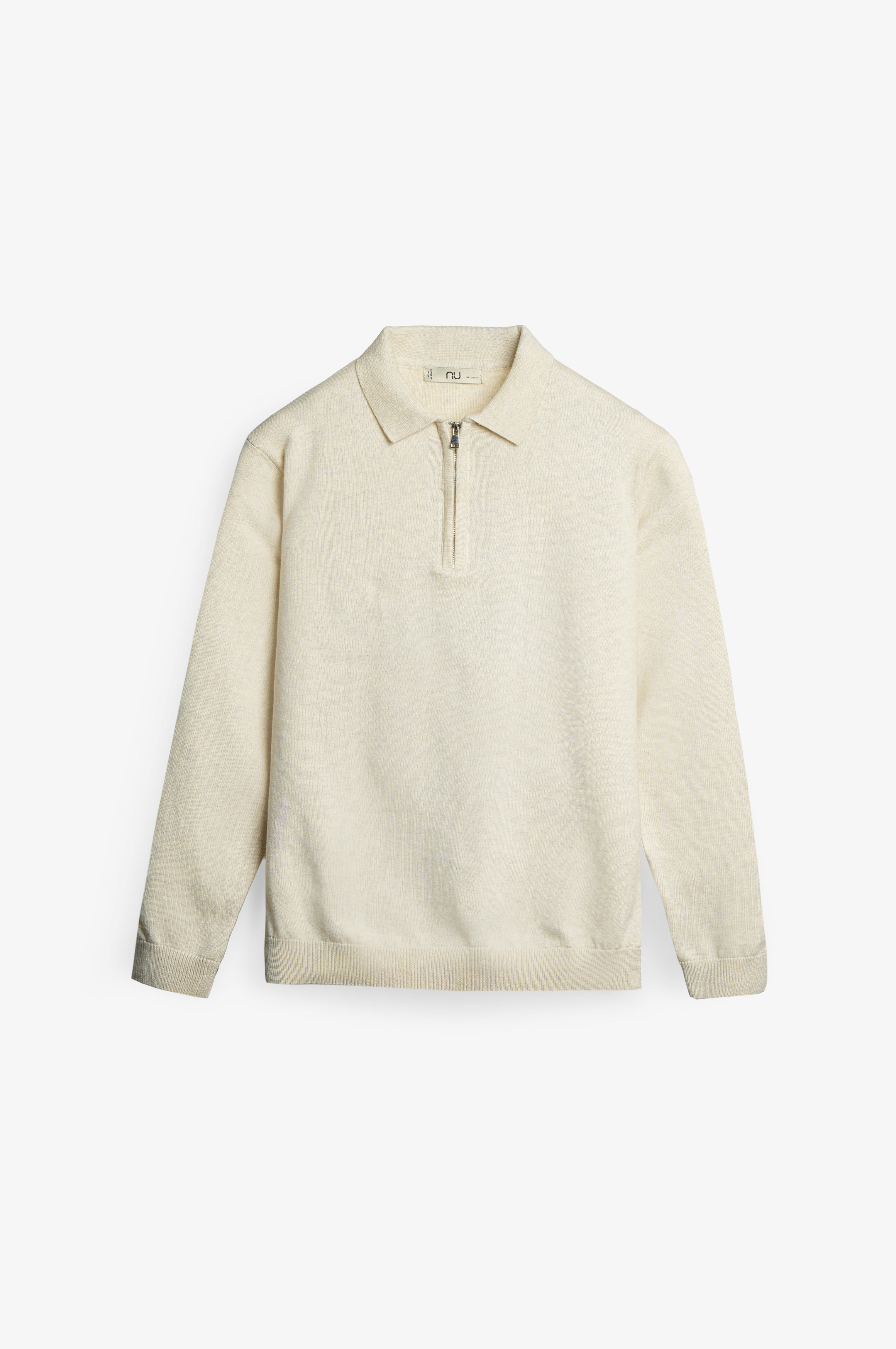 NU Cotton-Melange Zip Knit Polo