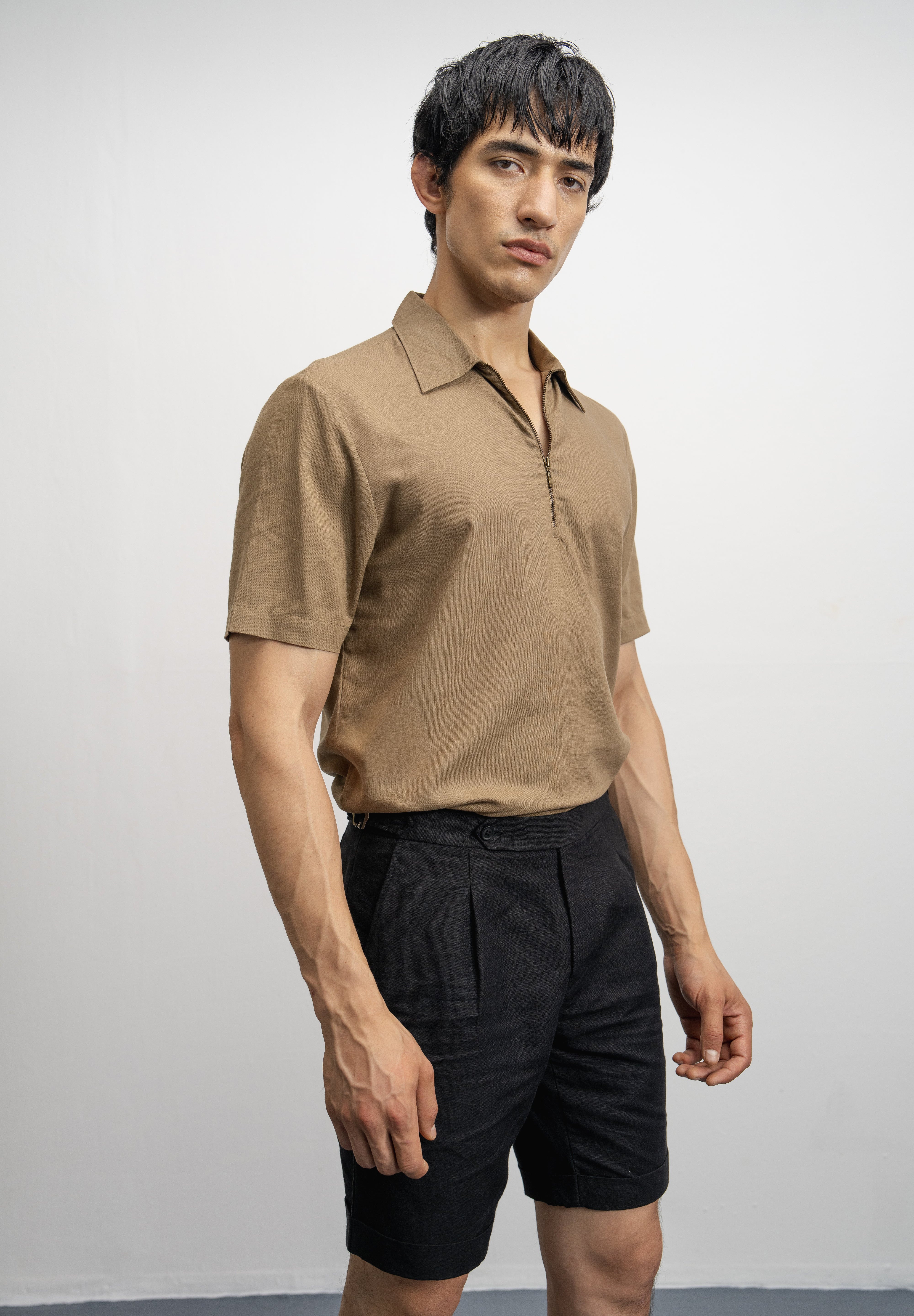 NU Lyocell-Linen Zip Shirt
