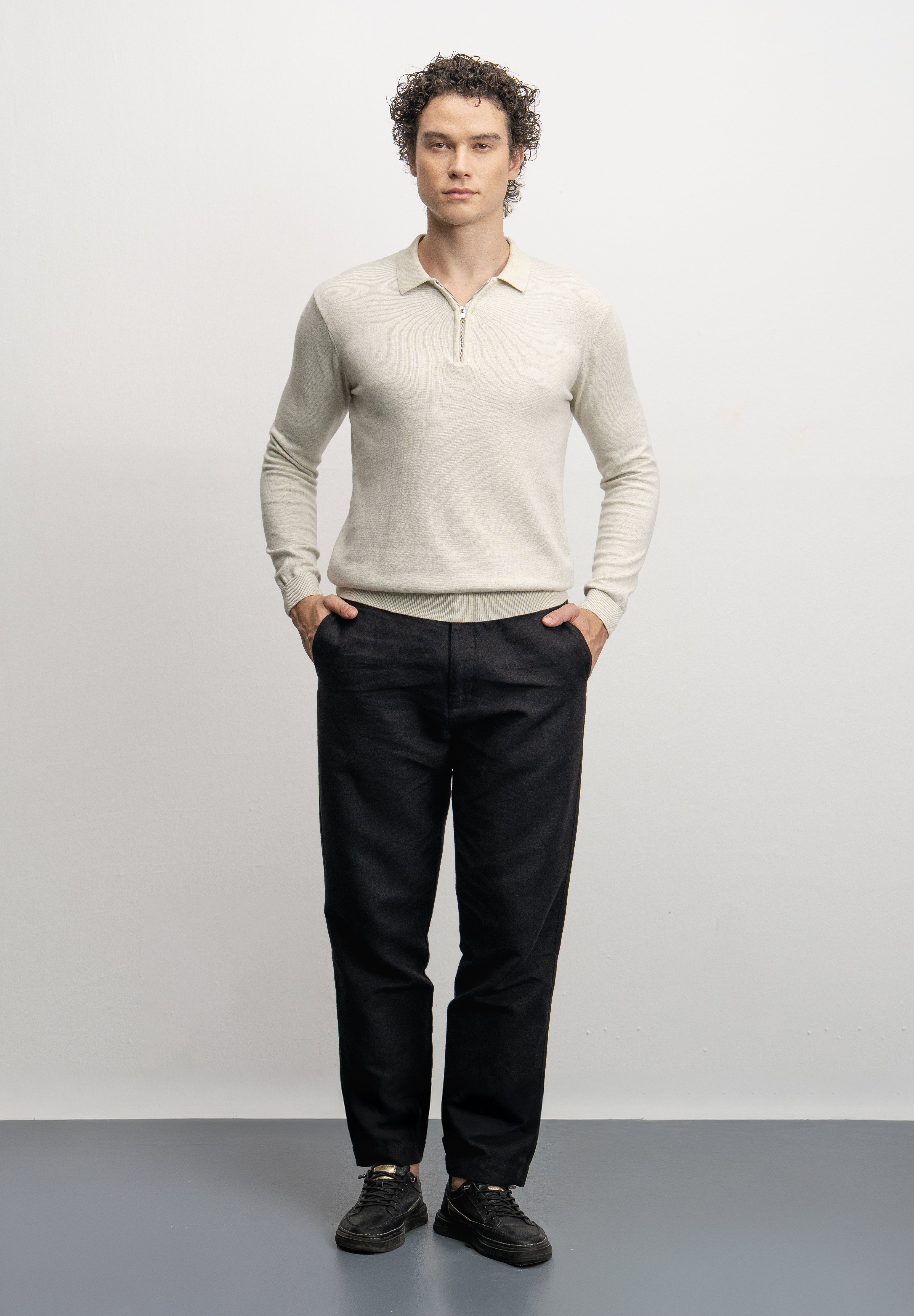 NU Cotton-Melange Zip Knit Polo