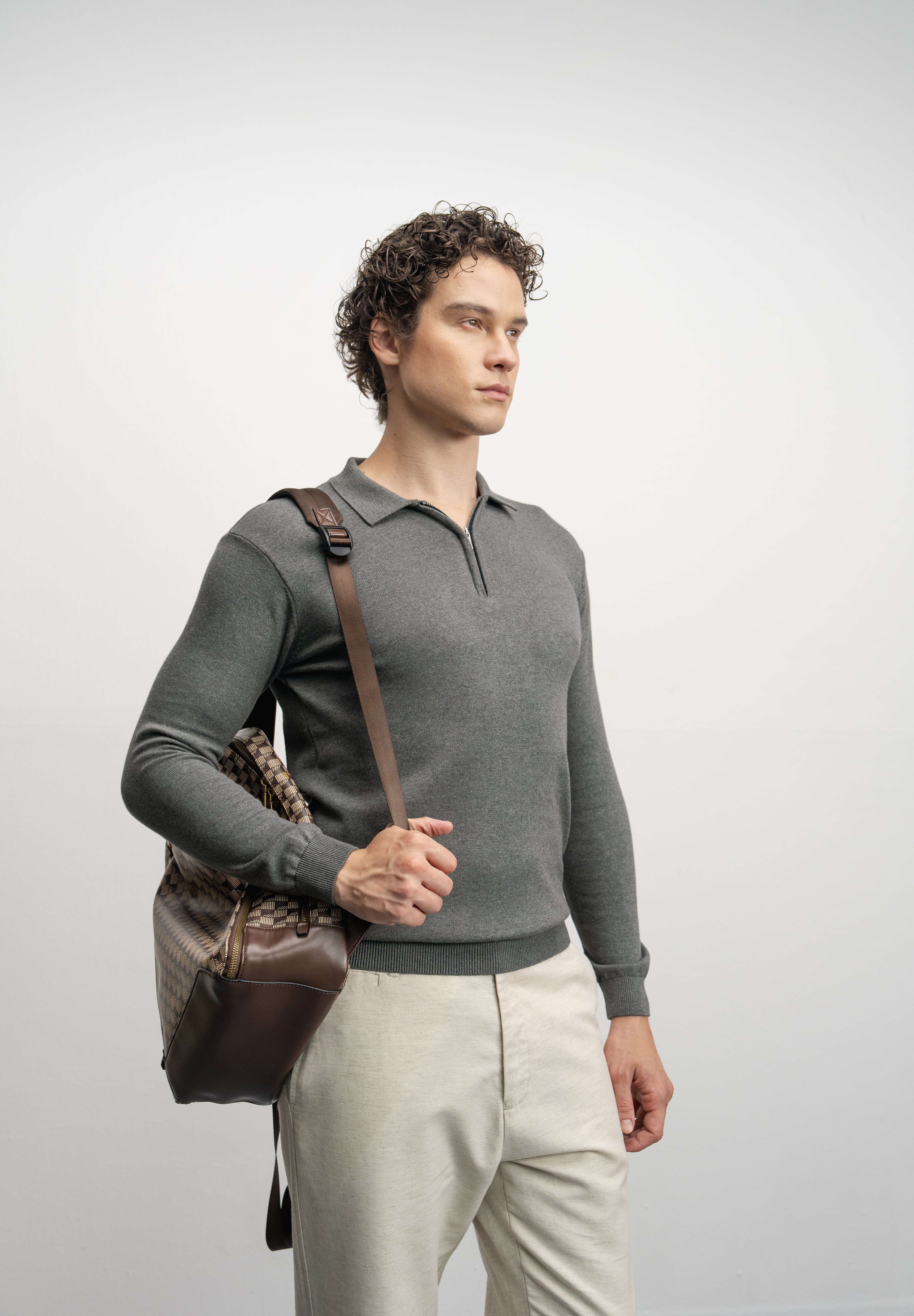 NU Cotton-Melange Zip Knit Polo